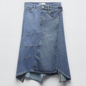 Zara Asymmetric Denim Skirt Ref 6840/245 - Size Large